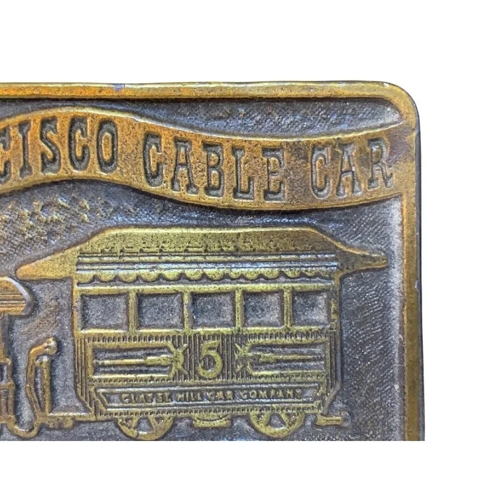 Vintage 1973 San Francisco Cable Car Clay St. Hill Brass Belt Buckle (1154) - Picture 3 of 4